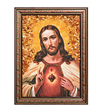 AMB-03/ 3 Икона «Иисус Христос» (с янтарной крошкой) H-24см